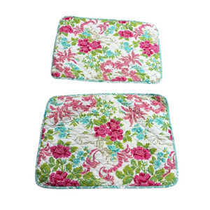 Anna Griffin Quilted Floral Reversible Asian Print Zip Pillow Shams Set of 2